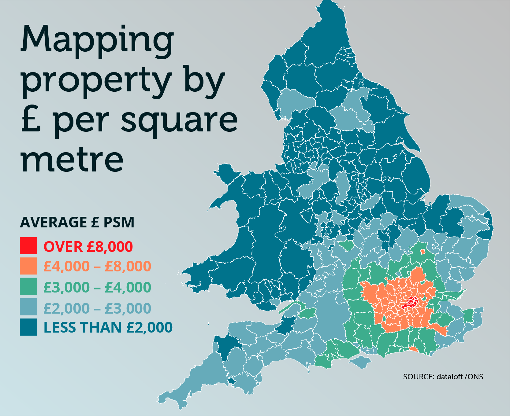 Mapping Property by £ per square metre Move Estate Agents & Letting